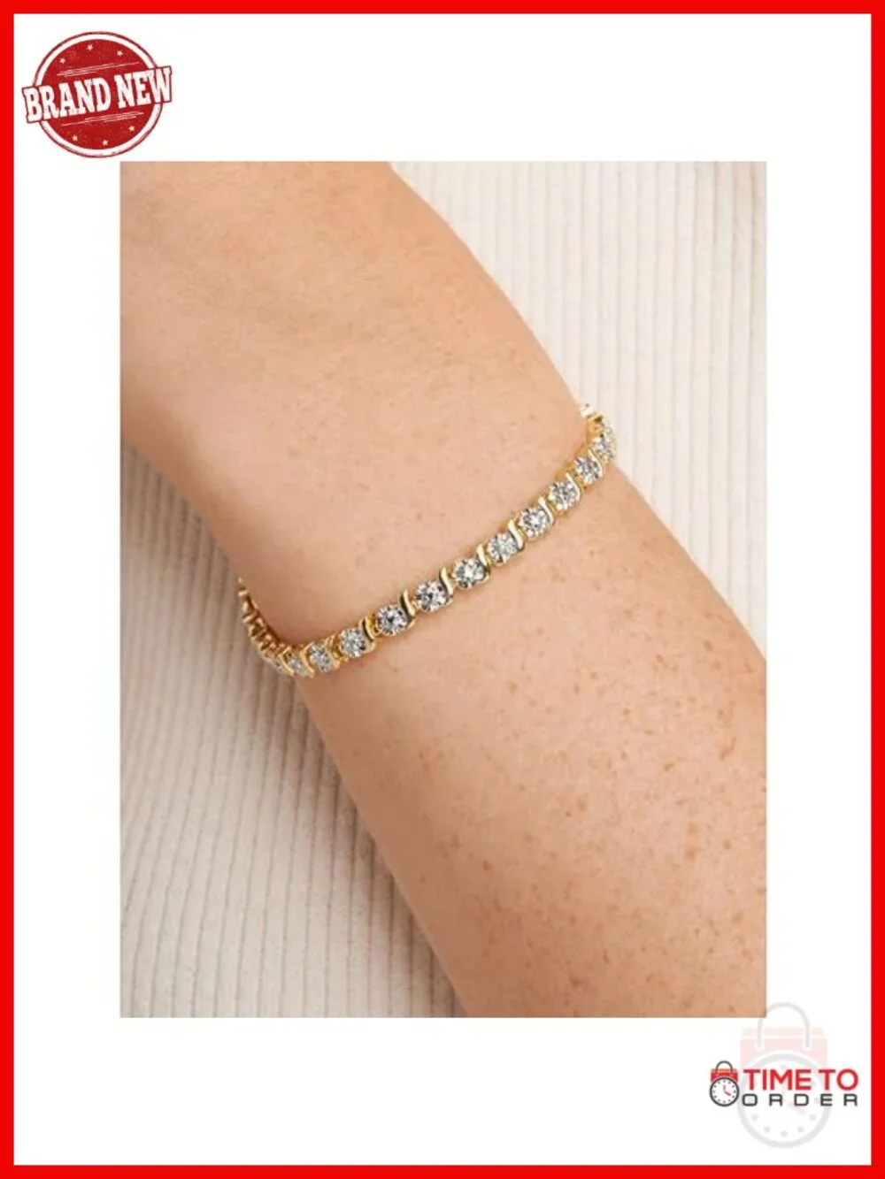 Diamond Accent S-Link Chain Tennis Bracelet with MOM Charm, Hypoallergenic, 18k